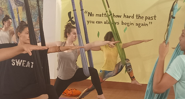100 hours Aerial Yin yoga Teachers traning course in Rishikesh india